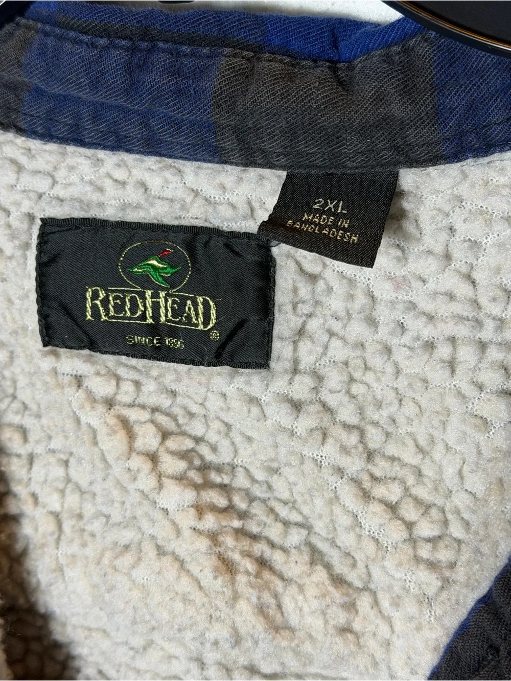 RedHead Men’s 2XL Sherpa Lined Flannel Shirt Jacket Blue Buffalo Plaid Shacket